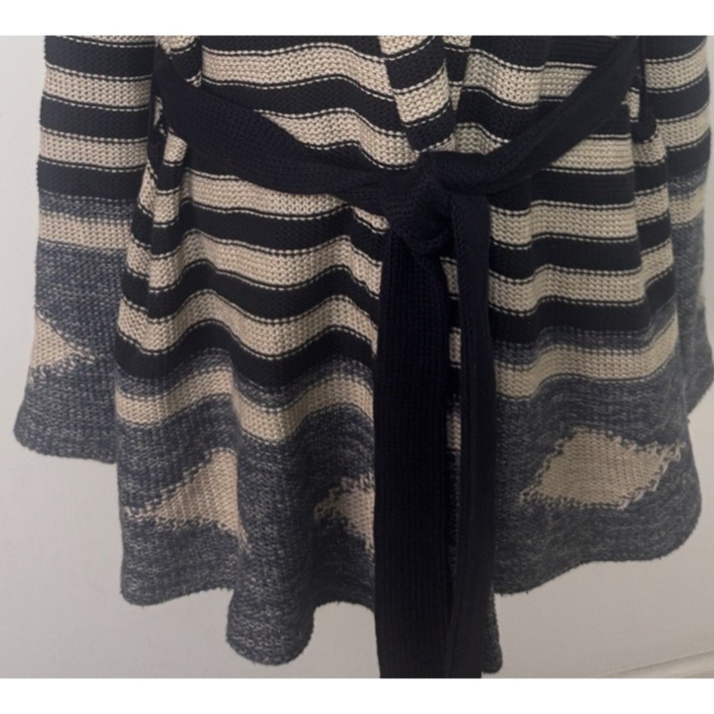 LRL Lauren Jeans Aztec Linen Cotton Cardigan Sweater Striped Shawl Collar Large - Picture 7 of 9